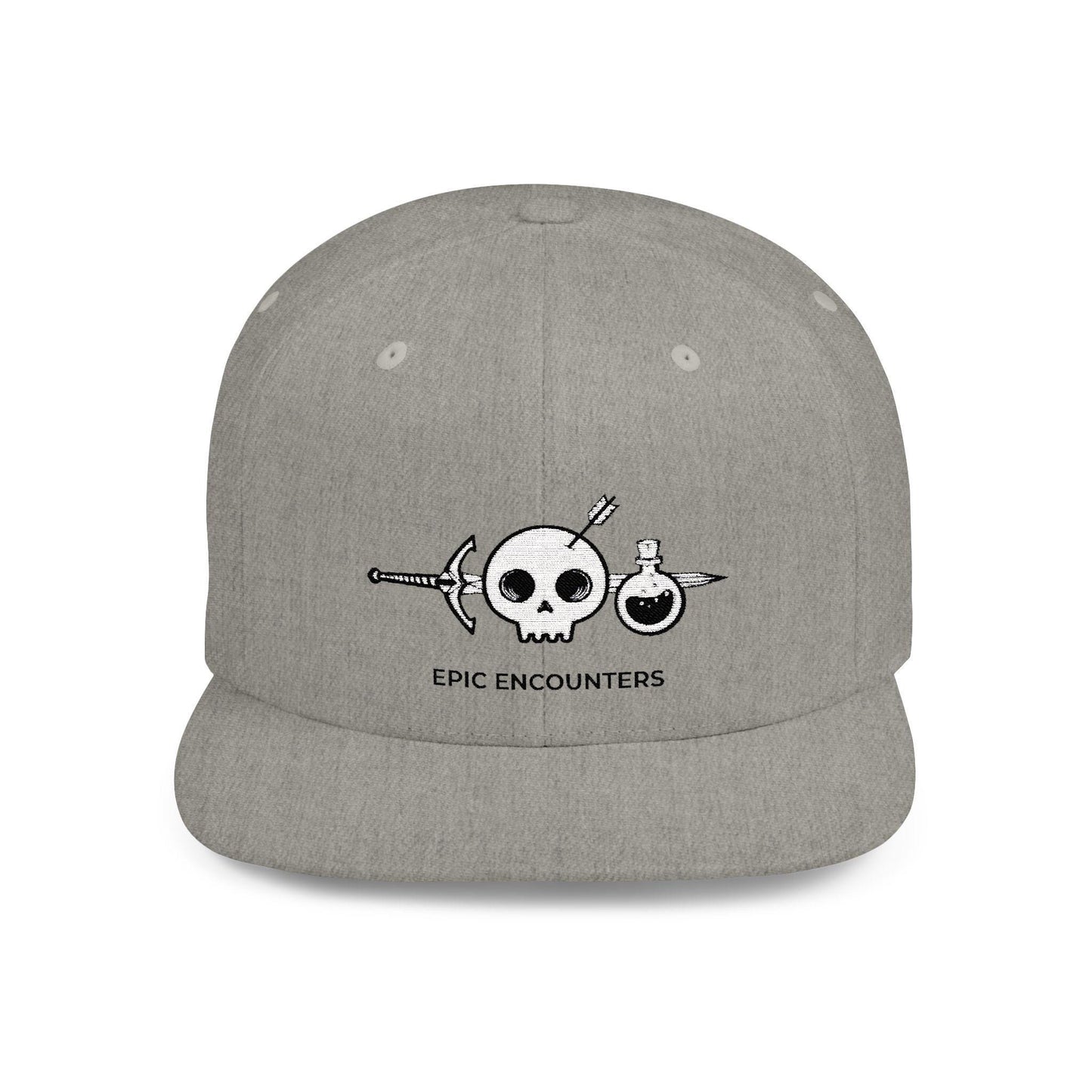 Epic Encounters Flat Bill Snapback Hat - Perfect for Gamers, RPG Fans, Fantasy Gift, Festivals, DnD Fan, Adventure Lovers