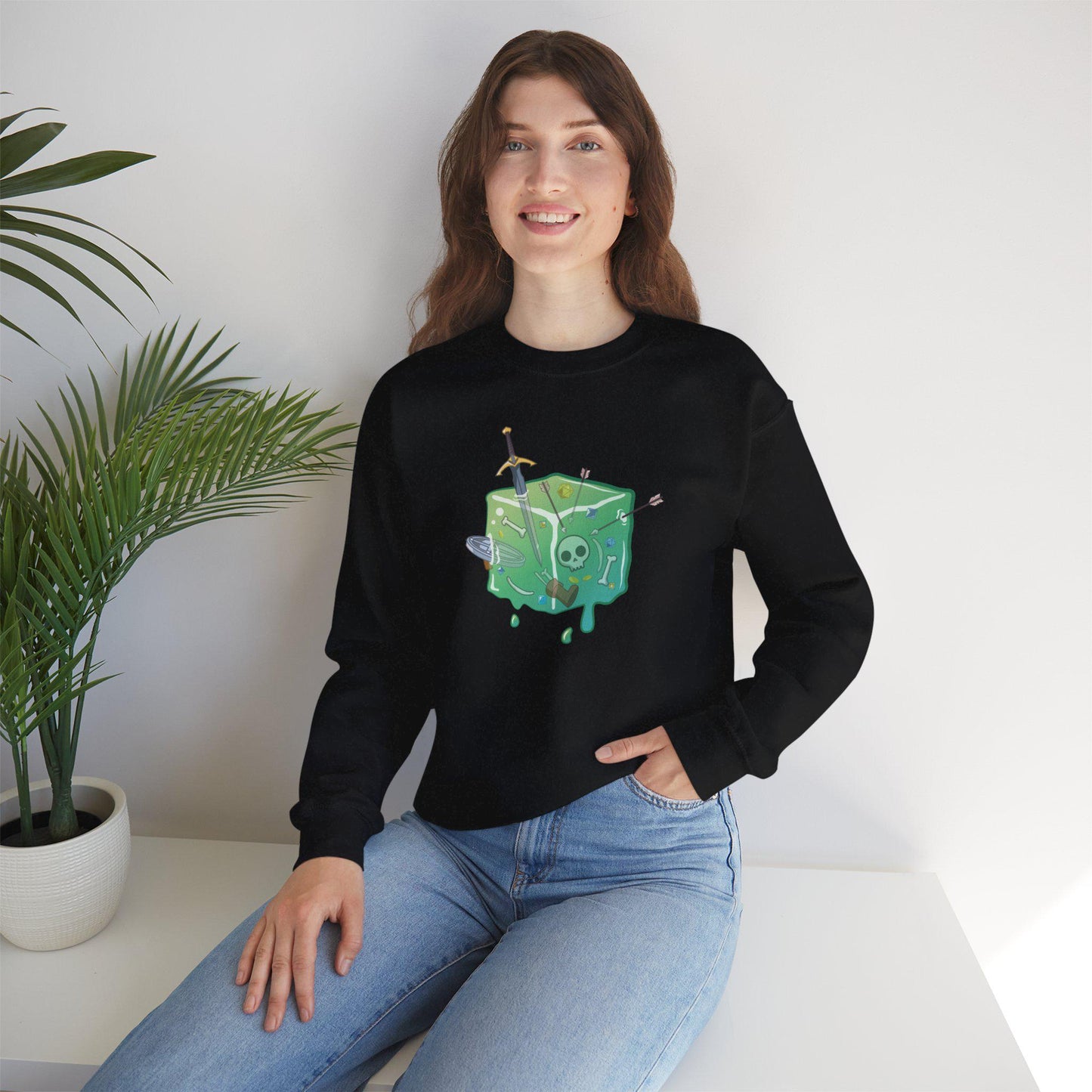 Gelatinous Cube Crewneck Sweatshirt / DnD Fantasy Shirt / Role-Playing Game Shirt / Magic T Shirt / RPG T Shirt / Gift for DnD Fans