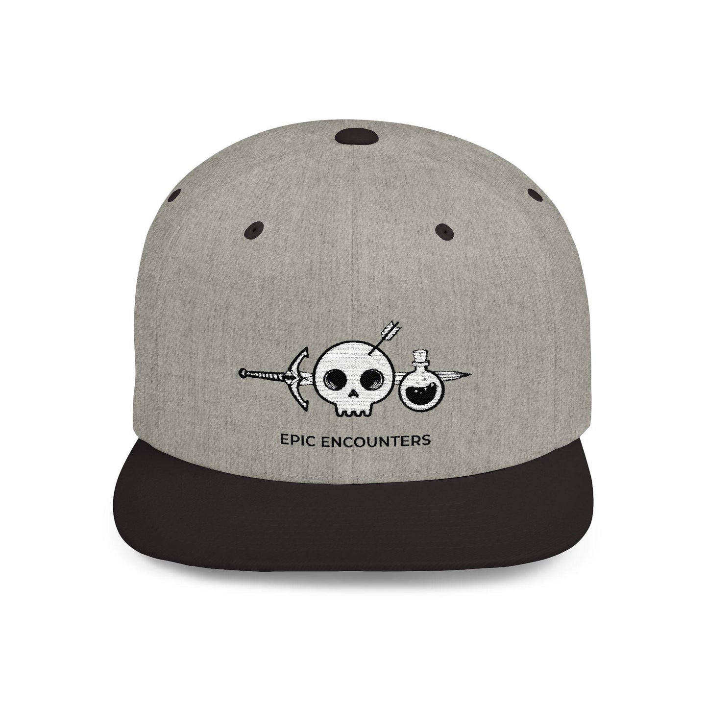 Epic Encounters Flat Bill Snapback Hat - Perfect for Gamers, RPG Fans, Fantasy Gift, Festivals, DnD Fan, Adventure Lovers